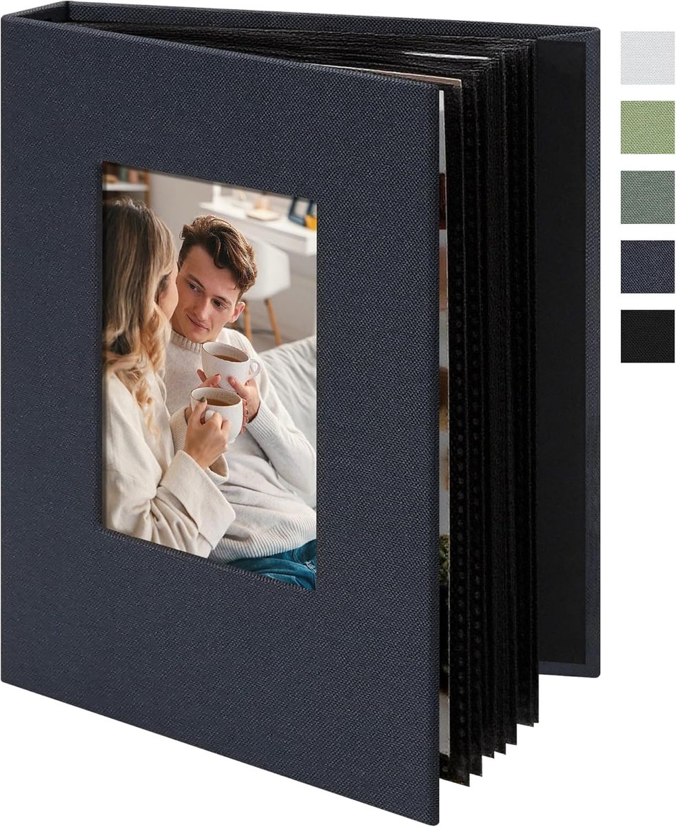 SnelShoppen - Mini Foto Album 10 x 15 cm met 24 Compartimenten - Grijs Blauw - Perfect voor Huwelijk, Baby, Reis en DIY Scrapbooking