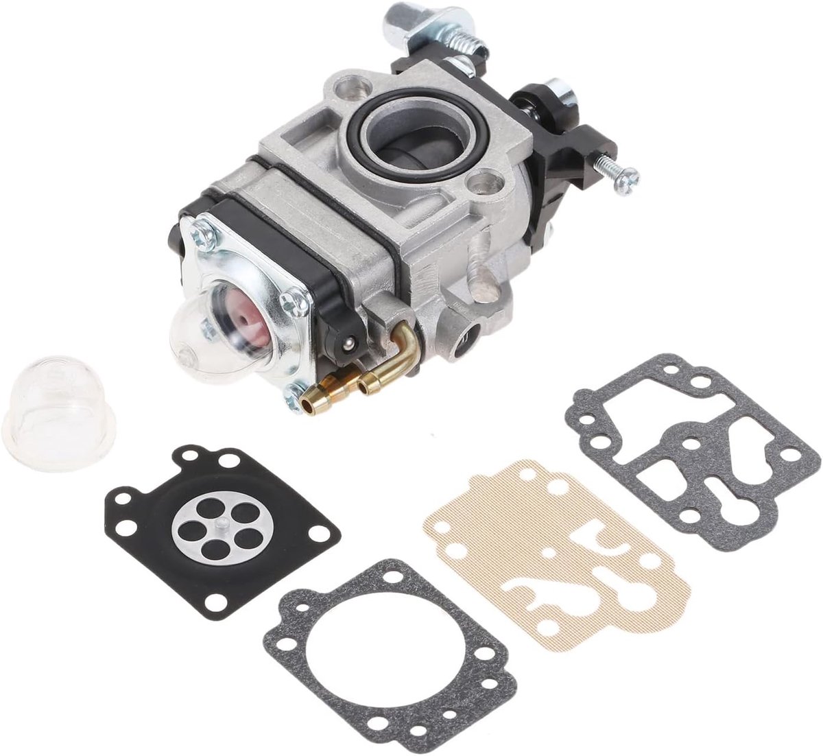 SnelShoppen - 15mm Carburetor Carb 43CC 52CC Benzine/Gas met Reparatiesets voor Multi Tool Grastrimmer, Bosmaaier, Tuingereedschap