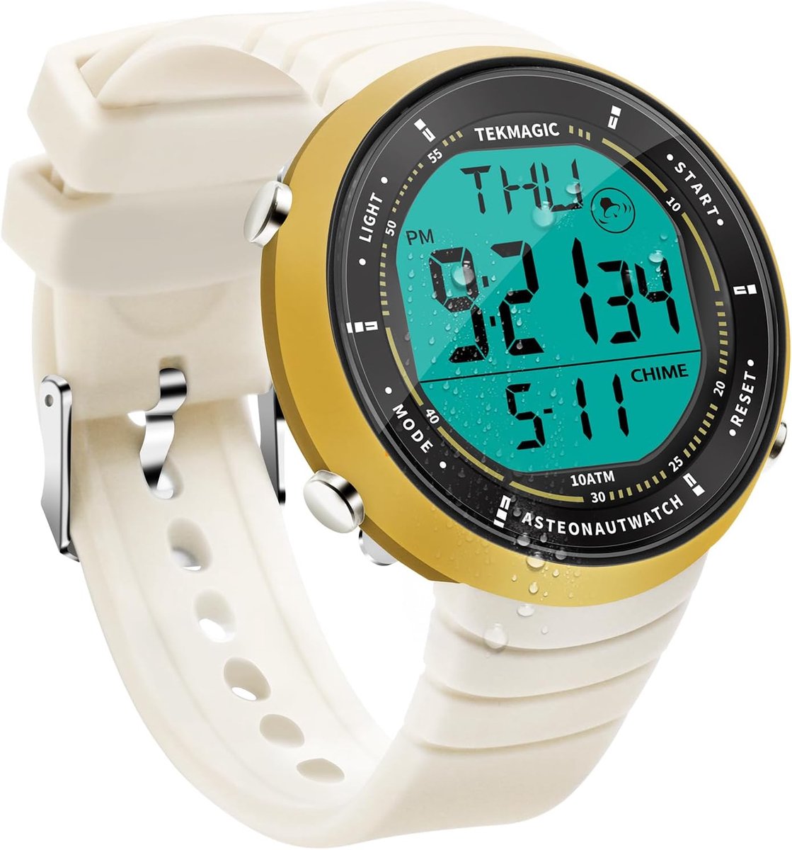 SnelShoppen - Dames Sporthorloge 10 ATM Waterdicht voor Zwemmen en Duiken met Alarm, Stopwatch, Timer, Dubbele Tijdzone, Kalender, Verlichting, 12/24