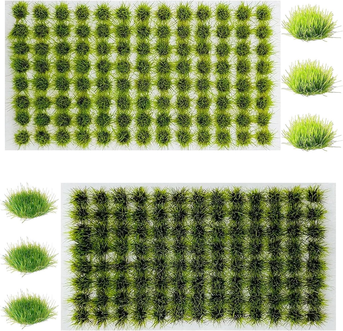 SnelShoppen - 208 Stuks Modelbouw Gras Tufts - Statich Gras Planten voor Miniatuur Decoratie - Groen - Perfect voor Tabletop Spellen en Sand Tables