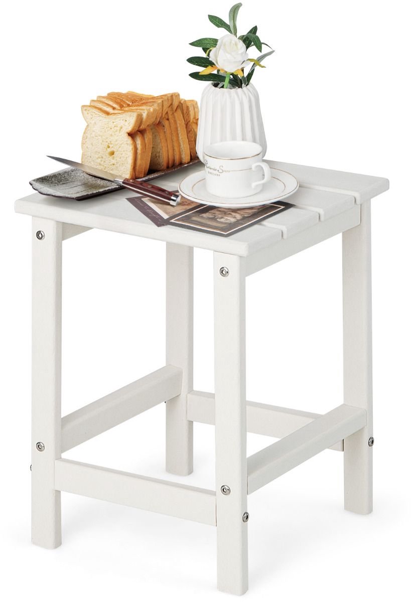 SureDeal® - Bijzettafel - Kleine Tuintafel Bestendige - Bruin - Wit - 35,5x35,5x46,5 cm