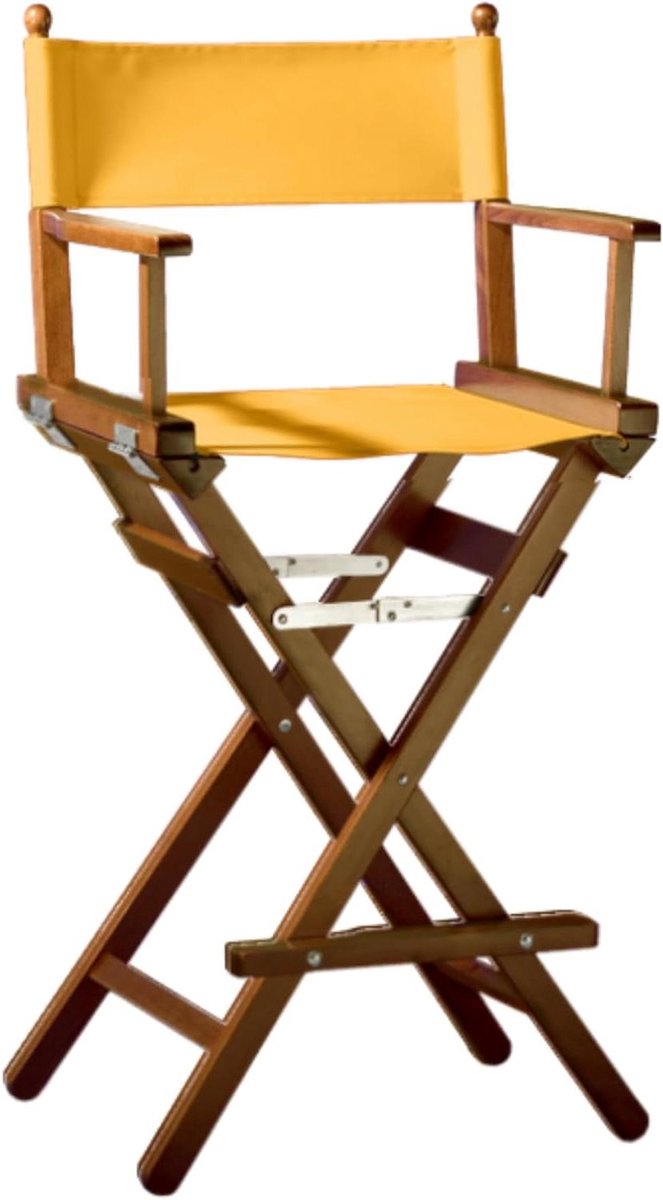 Regisseursstoel Opvouwbaar - Make-up stoel - Professioneel Gebruik - Inclusief Voetensteun - Hoogte 120 cm - Mahonie Geel