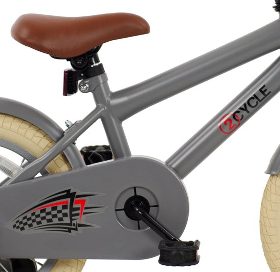2Cycle BMX kinderfiets 14 inch (3 tot 5 jaar) voor jongens mat-grijs van 2Cycle — afbeelding 5