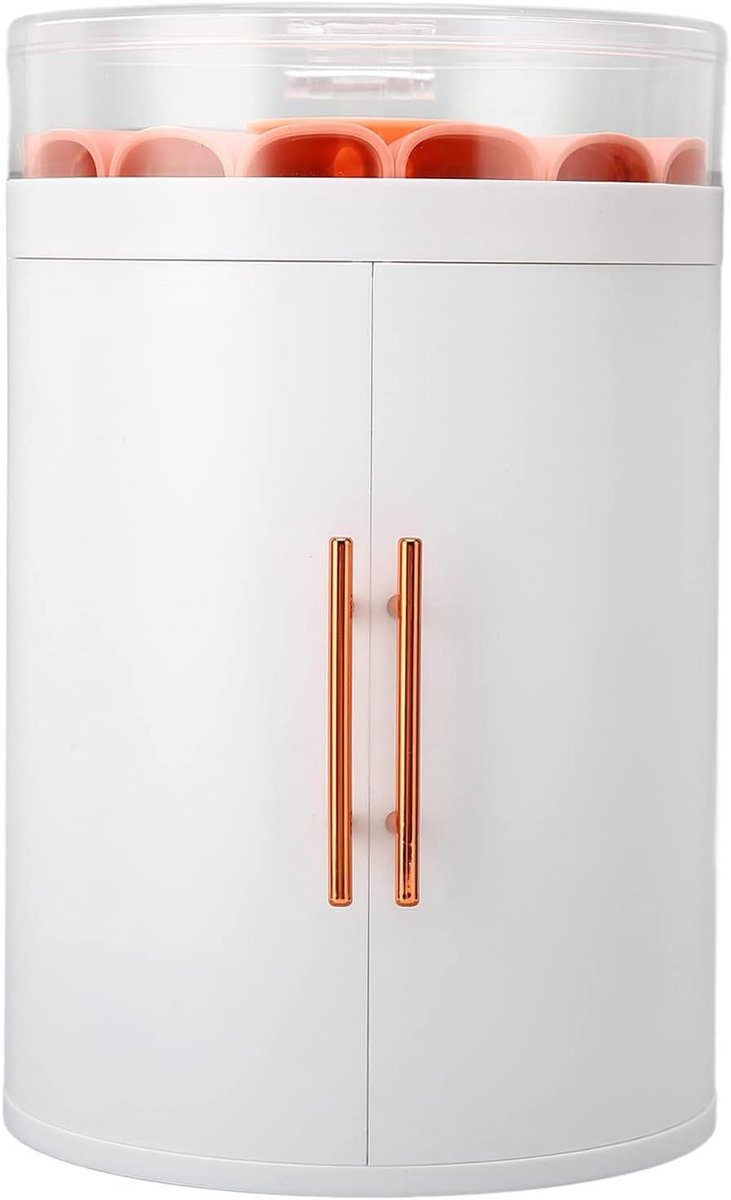 Opbergdoos met lagen - Mini kastje - Cosmetica organiseren - Dubbele deuren - 25 x 17 x 17 cm - Wit