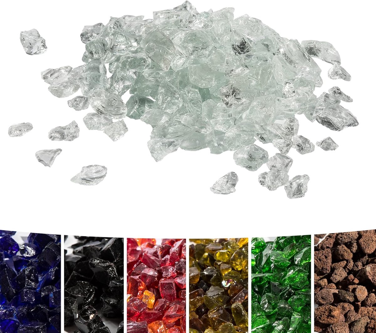 SnelShoppen - 4kg Lava Stones voor Gas Haarden en Vuurtafels - Veilig Tempered Glas - Transparante Vuurstenen - Eco-vriendelijk Decoratief voor Buiten