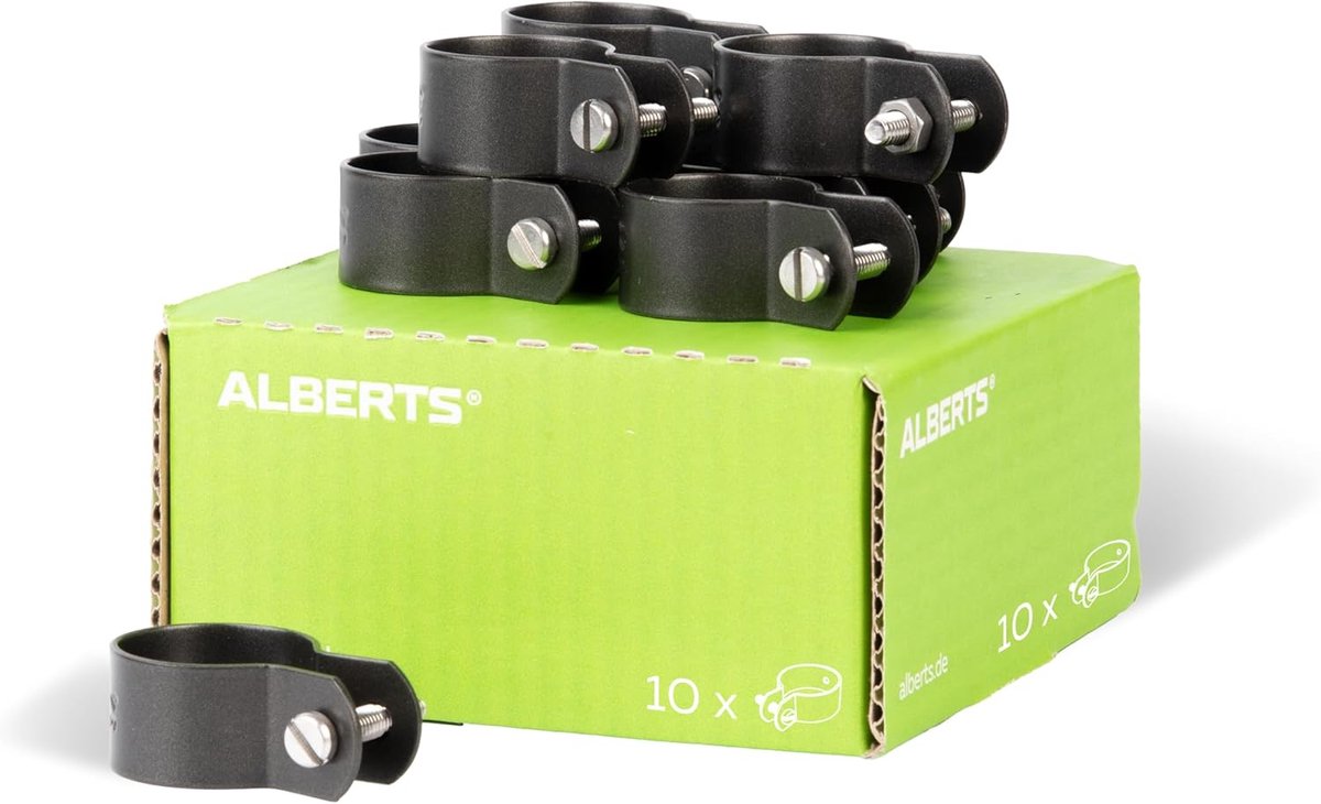 SnelShoppen - Clamp voor Gevlochten Strips | Galvaniseerd Staal, Anthraciet-Metallisch Coating, Ø 34 mm, 22 mm Breed, M6 Schroef, Voor Polen en Steune