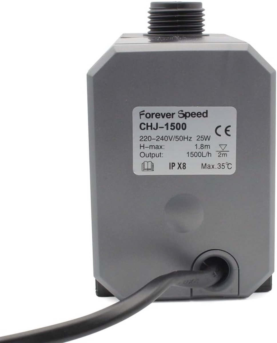 SnelShoppen - Submersible Aquarium Pump 1500L/h - Energiezuinige Waterpomp voor Vijver, Zelfaanzuigend, 25W, Stil, Compact, Ideaal voor Tuin en Aquari