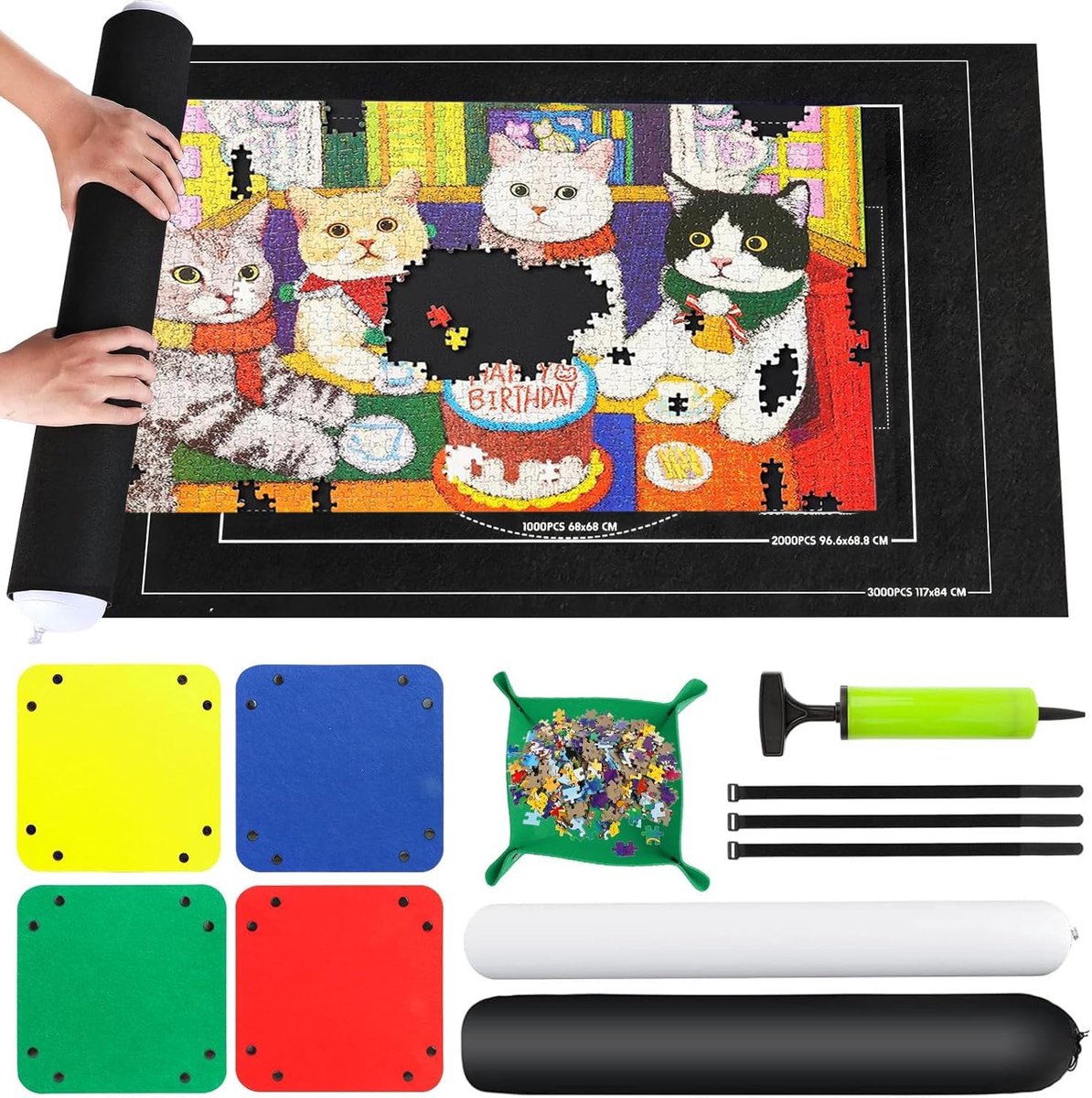 SnelShoppen - Puzzle Mat - Puzzle Matte voor 1000 1500 2000 3000 Stukken, Draagbare Puzzle Rolopslag, Antislip Vilt voor Puzzle Enthousiastelingen