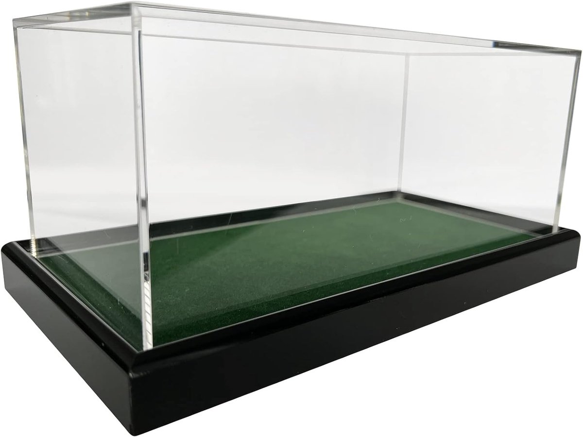 SnelShoppen - Large Universal Acryl Display Case 22x12x10.5 cm met Donkergroene Velvet Bodem - Showcase voor Modelauto, Tennisbal, Baseball, Golfballe