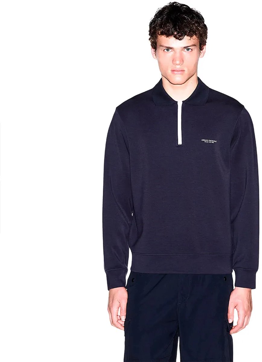 Armani Exchange Xm002940_af19936 Sweatshirt Met Halve Rits Blauw M Man