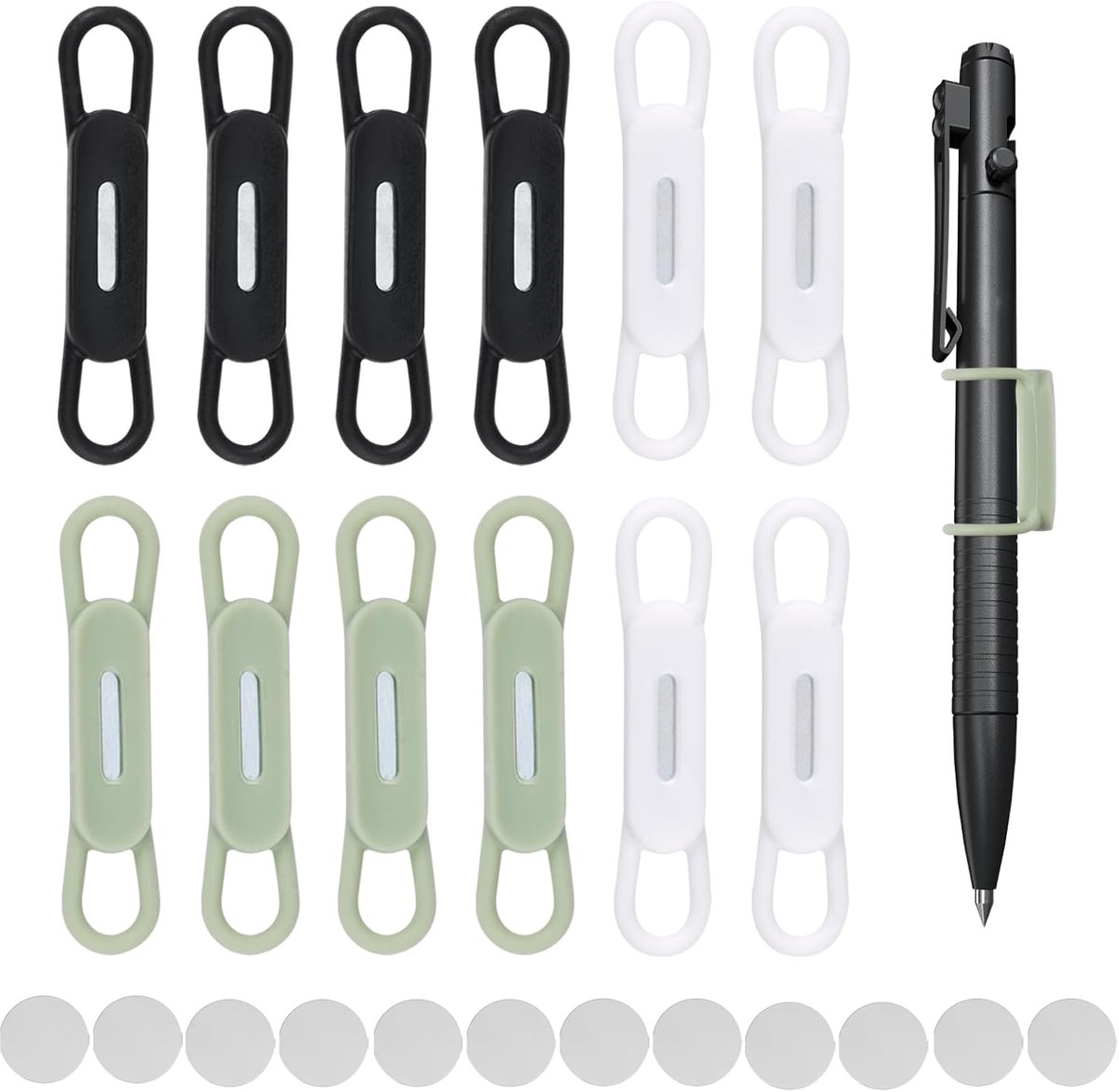 SnelShoppen - 12 Stuks Magnetische Siliconen Penhouders en Clips, Verstelbare Pennenloop | Sterke Multikleur Siliconen Potloodhouder voor Koelkast en