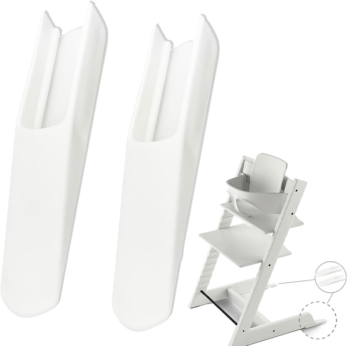 SnelShoppen - 2-delige set verlengde glijders voor kinderstoelaccessoires, antislip voetbeschermer, anti-kantelset voor veilig gebruik met kinderen, i