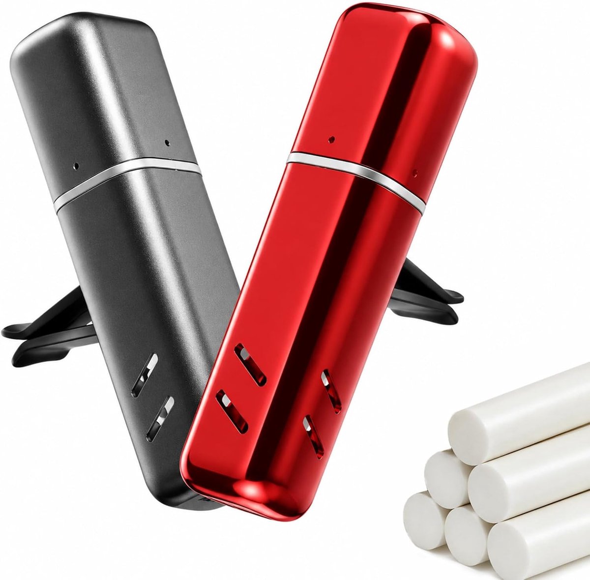 SnelShoppen - Autogeurset 2 stuks met 6 geursticks, Aluminium Luchtverfrisser voor Auto Ventilatiesleuven, 3 Geuren, Keulen, Oceaan, Citroen, 30 Dagen