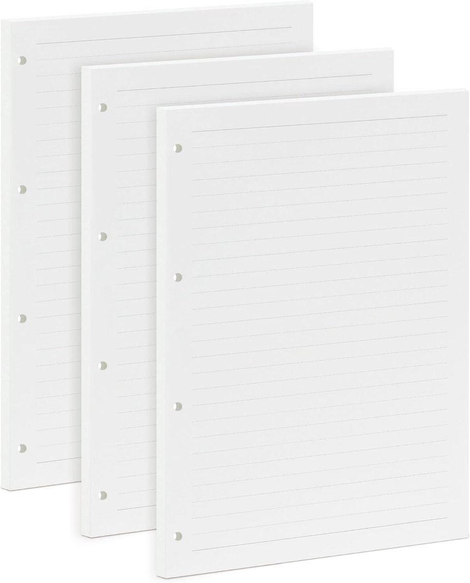 SnelShoppen - A4 Vullingen - 135 Vel, 100GSM Lined Paper, 10mm Regels - 4-Ring Perforatie, 26 Lijnen per Pagina - Notitieboek Vulling voor Werk, Schoo