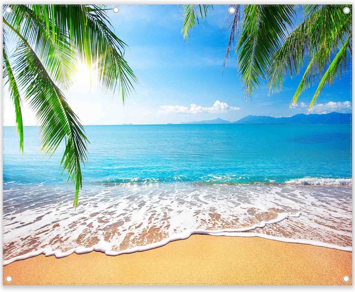 SnelShoppen - Luminora 3x2.4m Fotografie Achtergrond Tropisch Hawaiian Strand Zeewater Palmbomen Luau Decoratie voor Verjaardag Feest Foto Booth Banne