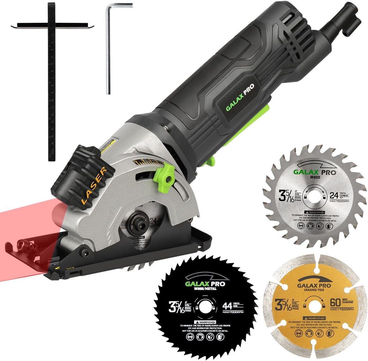 SnelShoppen - Mini Cirkelzaag 580W met 3500 Toeren, Max Diepte 28.5mm, 3 Stalen 85mm voor Hout, PVC en Meer - Compact, Gebruiksvriendelijk voor Thuis