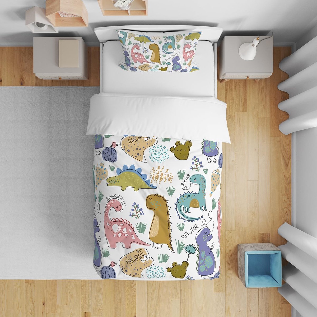 SnelShoppen - Duvet Cover voor Kinderen 120 x 150 cm - Microvezel Dekbedovertrek met Rits voor 1 Persoon inclusief Kussensloop 40 x 60 cm - Schattige
