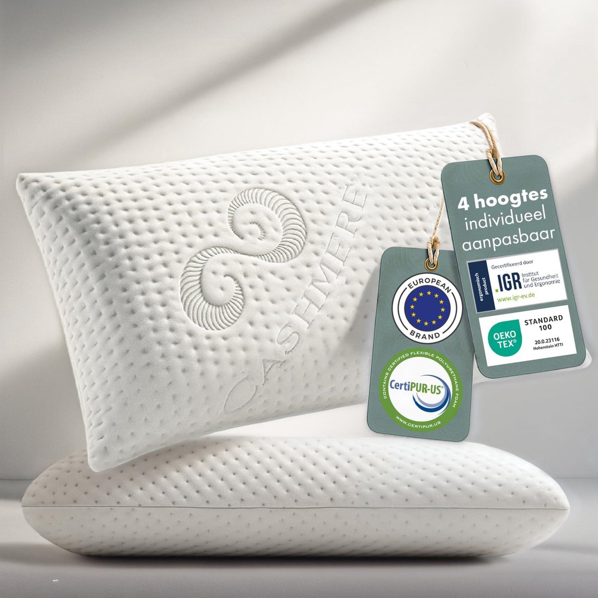 SnelShoppen - Nekondersteuningskussen Traagschuim 70x36 cm - Wasbare Hoes - Oeko-TEX Gecertificeerd - 13 cm Dikte - Voor Alle Slaapposities - Comforta
