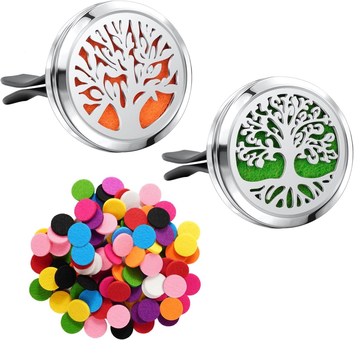 SnelShoppen - 2Pcs Auto Luchtverfrisser - Magnetische Gecombineerde Natuurlijke Diffuser - 50 Vervangpads - Auto, Kantoor, Kamer - Geurverspreider voo