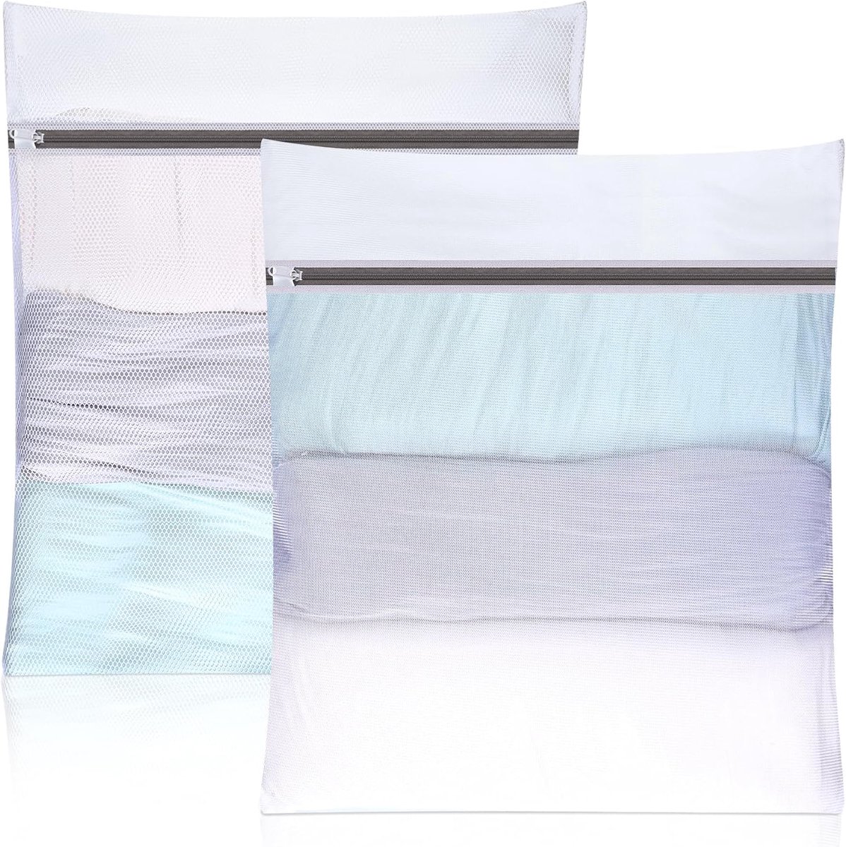 SnelShoppen - 2 x Wasnetten voor Wasmachine 50 x 60 cm, Waszak met Rits voor Kleding, Shirts, Sweaters, Jeans, Ondergoed, Baby Kleding, Bescherming te