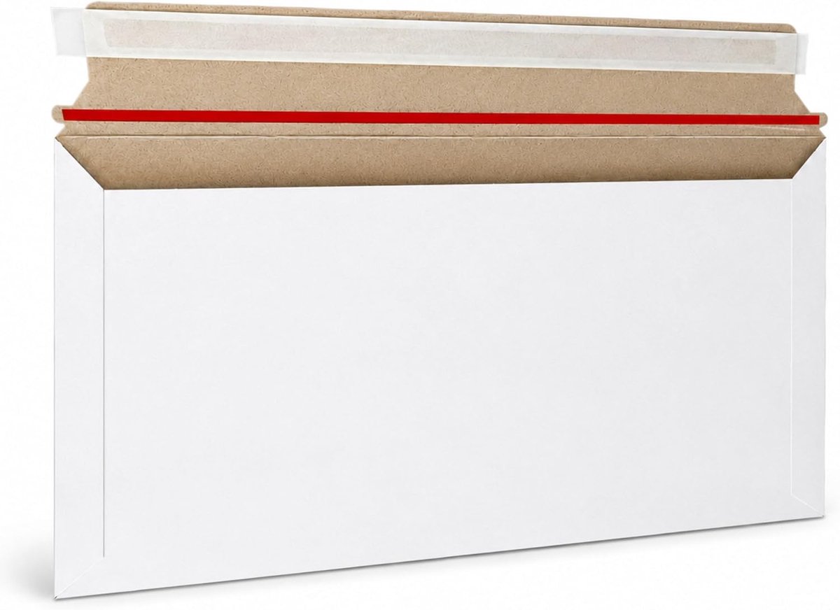 SnelShoppen - Cardboard Envelop 160x250mm - 25 Stuks Witte Zelfklevende Postenvelop voor Documenten, Foto's en Prints - Sterke Bescherming en Snelle S