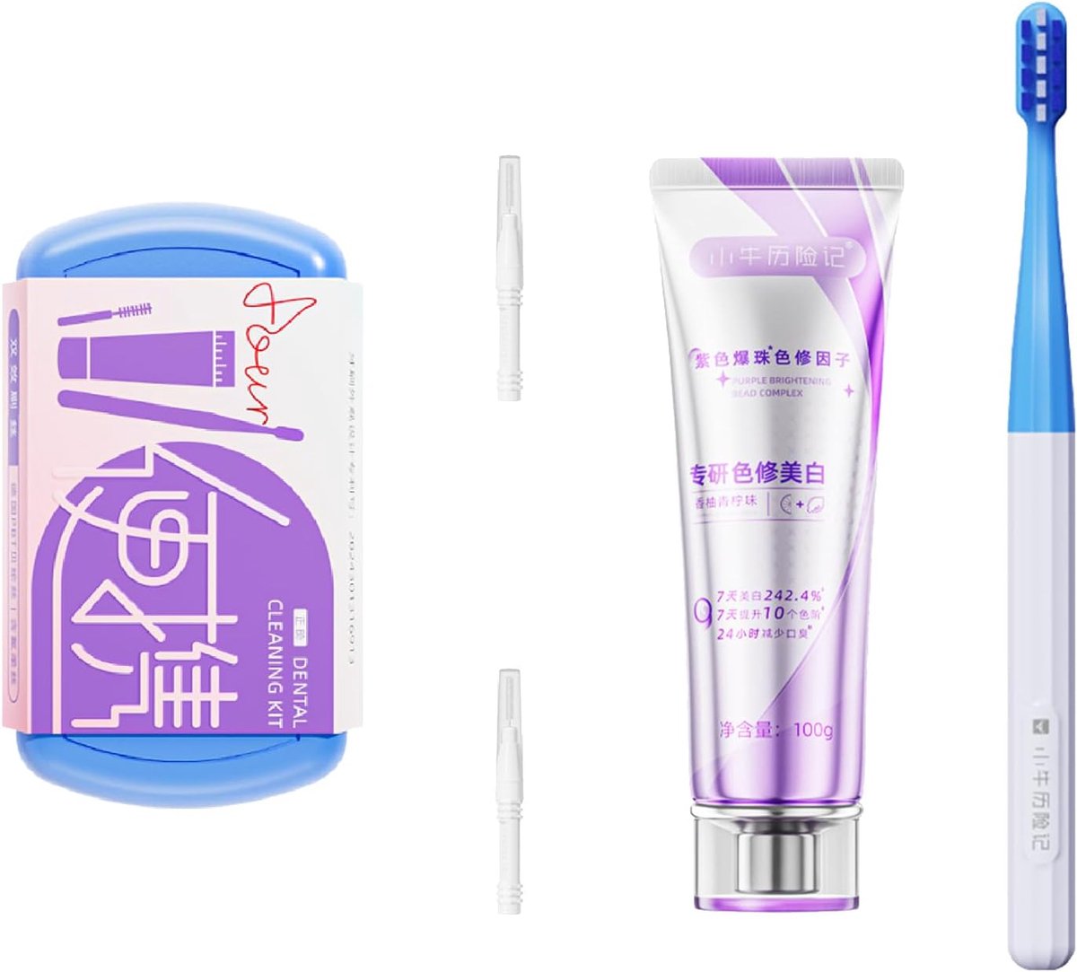 SnelShoppen - Travel Set - Vouwbare Tandenborstel voor Brackets, Orthodontische Reisset met Ortho-Tandenstoker & Tandpasta, Mini Tandenborstel voor Vo