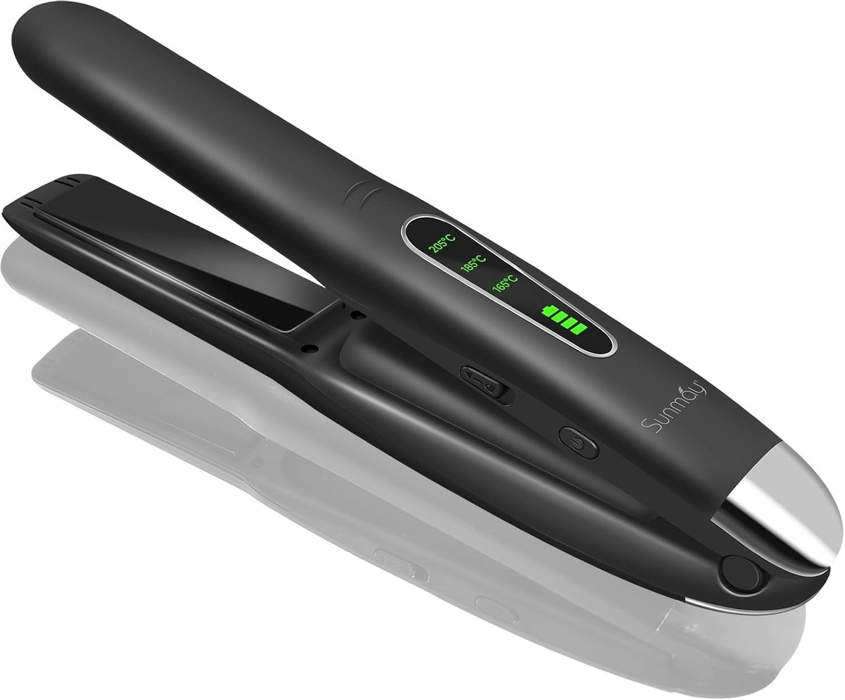 SnelShoppen - Draadloze Stijltang en Krultang 2-in-1, 5000 mAh Accu, Titanium, 3 Instelbare Temperaturen, Sneller Verwarmen, Draagbare Reisstijltang,