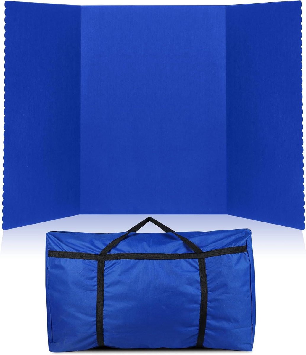 Presentatiebord Drie Panel - Vouwbaar Bord - Projecten Presenteren - Haak en Lus Stof - 183 x 91 cm - Donkerblauw