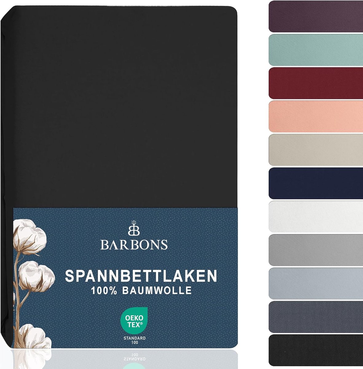 SnelShoppen - Fitted Sheet 200x200 cm - Zwart - Katoen tot 35 cm Matras Hoogte - Luxe - OEKO-TEX Gecertificeerd - Zacht, Kreukvrij en Ademend - Machin