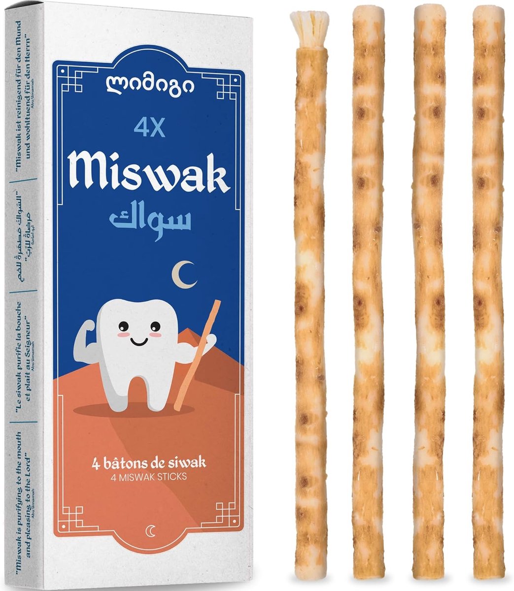 SnelShoppen - 4 Siwak Sticks - Natuurlijke Miswak Tandenborstel - 100% Duurzaam - Vegan Tandverzorging - Effectieve Tandreiniging - Ideaal voor Thuis
