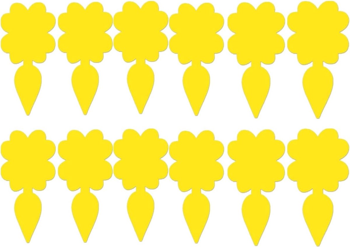 SnelShoppen - 12-Pack Gele Plakstickers Tegen Vliegende Insecten - Slimme Insectenval voor Huishoudplanten - Decoratief en Effectief - Binnen en Buite