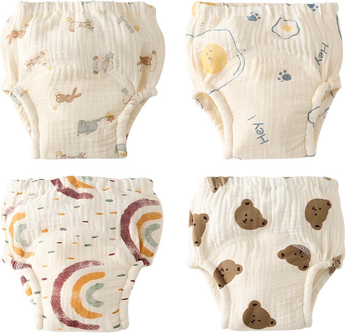 SnelShoppen - Herbruikbare Wasbare Luiers, Comfortabele Katoenen Luiers voor Baby's en Peuters (5-9kg), 4 Stuks, Medium, Potty Training Ondergoed