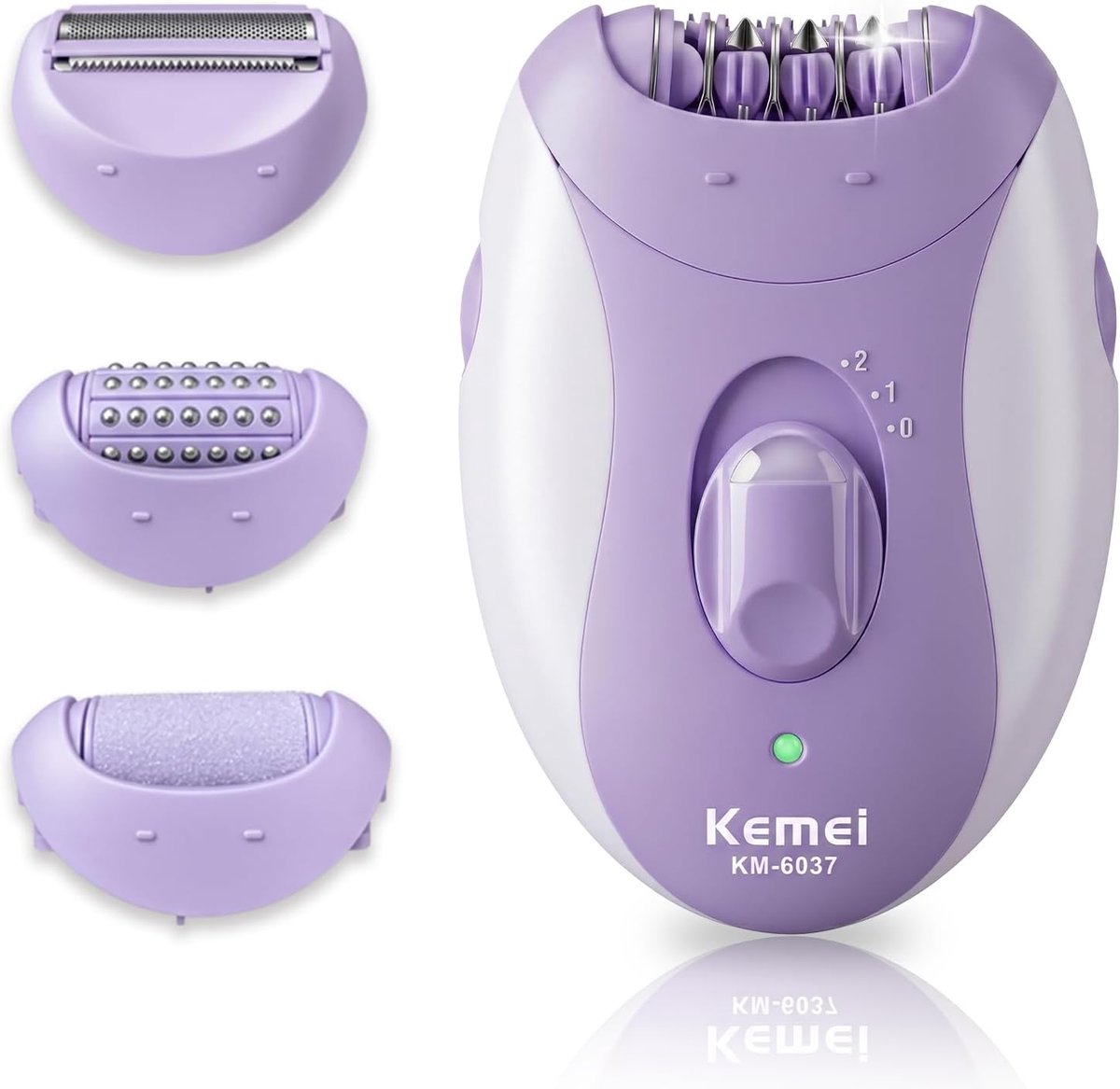 SnelShoppen - 4-in-1 Epilatorset Dames - Elektrisch Scheerapparaat met LED Licht - 2 Snelheden - 4 Opzetstukken voor Ontharing Gezicht, Oksels, Bikini