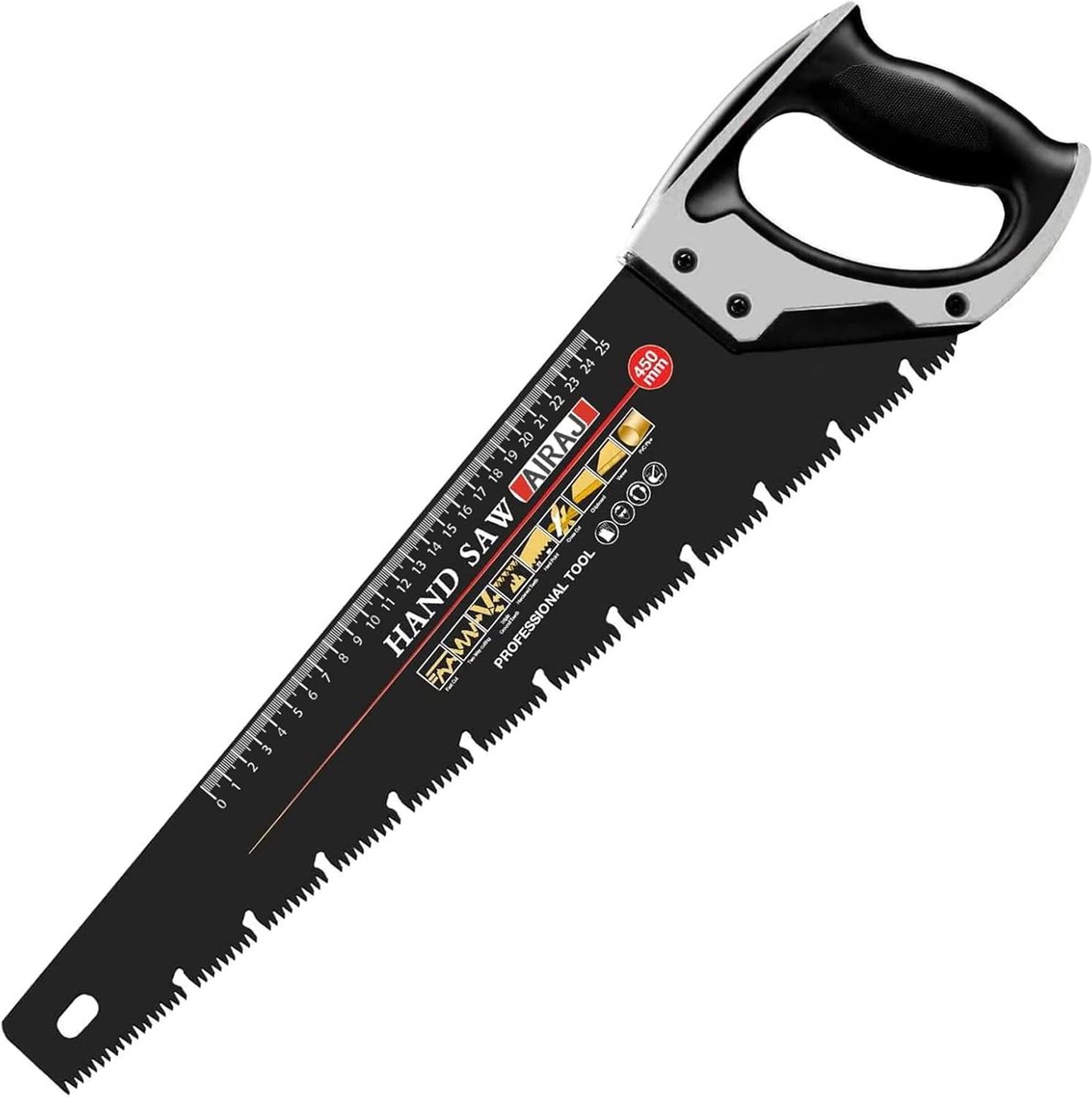 SnelShoppen - Professionele 450mm Handzaag, Zware Tuinzaag met Ω Type Chip Flutes, Comfortabele Antislip Handgreep voor Snoeien, Trimmen en Tuinieren