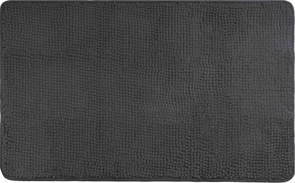SnelShoppen - Fluffy Chenille Badmat met Antislip Onderkant (50 x 80 cm, Antraciet) - Extr