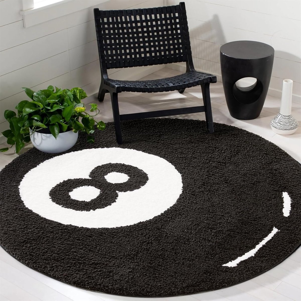 SnelShoppen - Badmat Billiards 8 Ball, Antislip, Schimmelbestendig, 60 x 60 cm, Y2K Waterabsorberend, Ultra Zachte Microvezel, Badkamer Accessoires, C