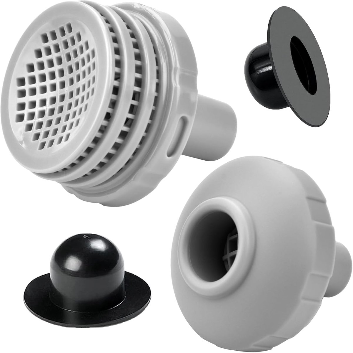 SnelShoppen - Boven Grond Zwembad Onderdelen Set met 1.25" Afvoer Poolfilter & Inlaatmondstuk en Poolstopper, Vervangingsonderdelen voor Zwembaden, Du