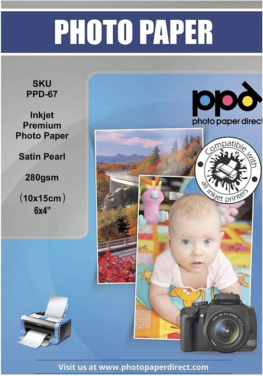 SnelShoppen - 50 x Premium Fotokaarten 4x6" (10x15cm) Zijdemat/Satijn Inkjet Fotopapier 280 g/m2 Watervast voor Foto's, Presentaties, Kunstwerken, Thu
