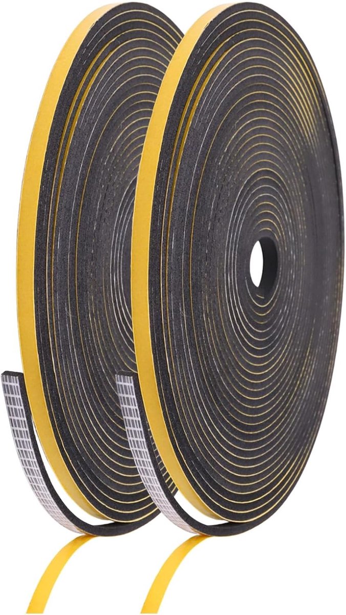 SnelShoppen - 20 m Zelfklevende Raamafdichting Schuim, 6 mm x 3 mm, Brandwerend, Multifunctioneel, Isolatie tegen Wind, Regen en Lawaai - Zwart