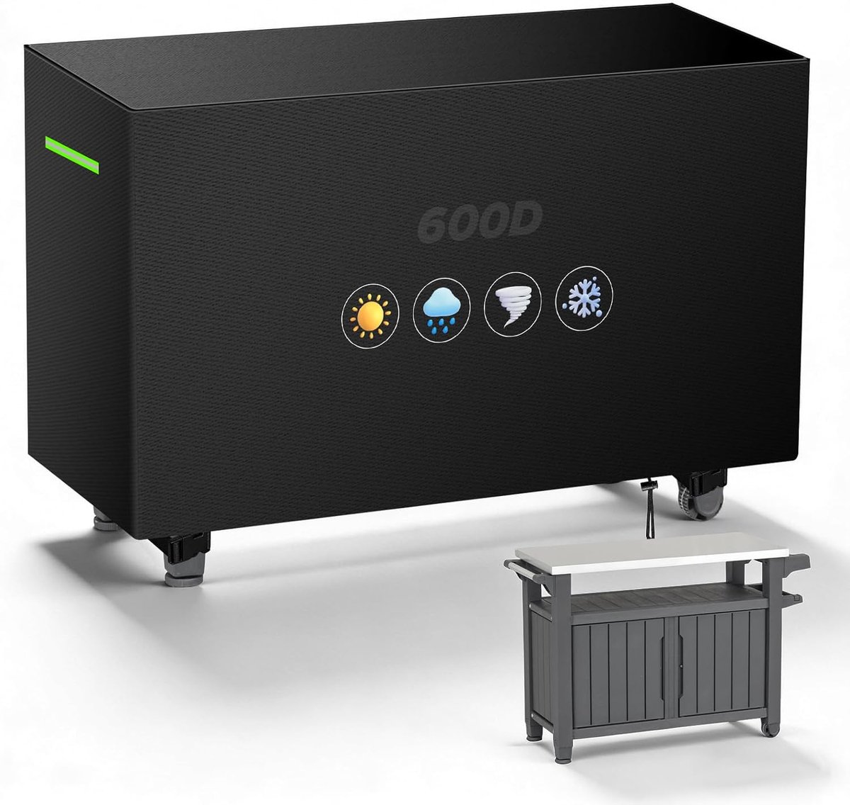 Thijox - Bijzettafelhoes voor Keter Unity XL BBQ, 600D Oxford PVC, 137x58x85 cm, Waterdichte en Weerbestendige Outdoor Keuken Afdekking, Winddicht, Vo