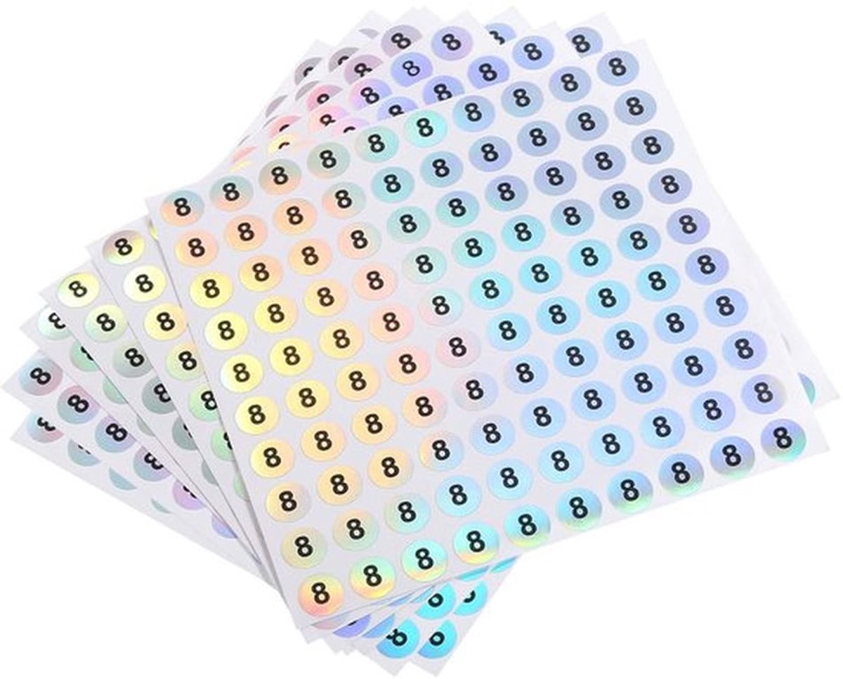 Cijfer Sticker, Cijfer 8 Ronde Reflecterende Labels Sticker voor Nummering Sorteren, 10 Vellen