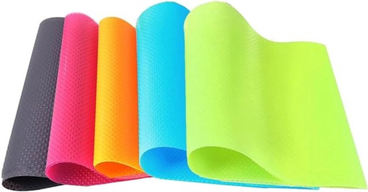 Antibacteriële koelkastmatten, matten, onttrekken, kleurrijk, op maat te snijden, siliconen koelkastpads, 45 x 29 cm, 10 stuks