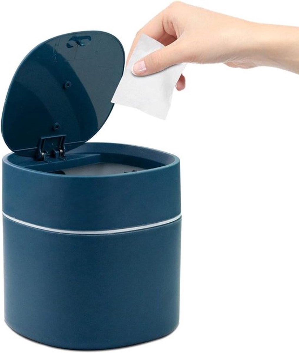 Mini-prullenbak met deksel, 2 liter, ideaal voor op kantoor, dressoirs, nachtkastjes, etc