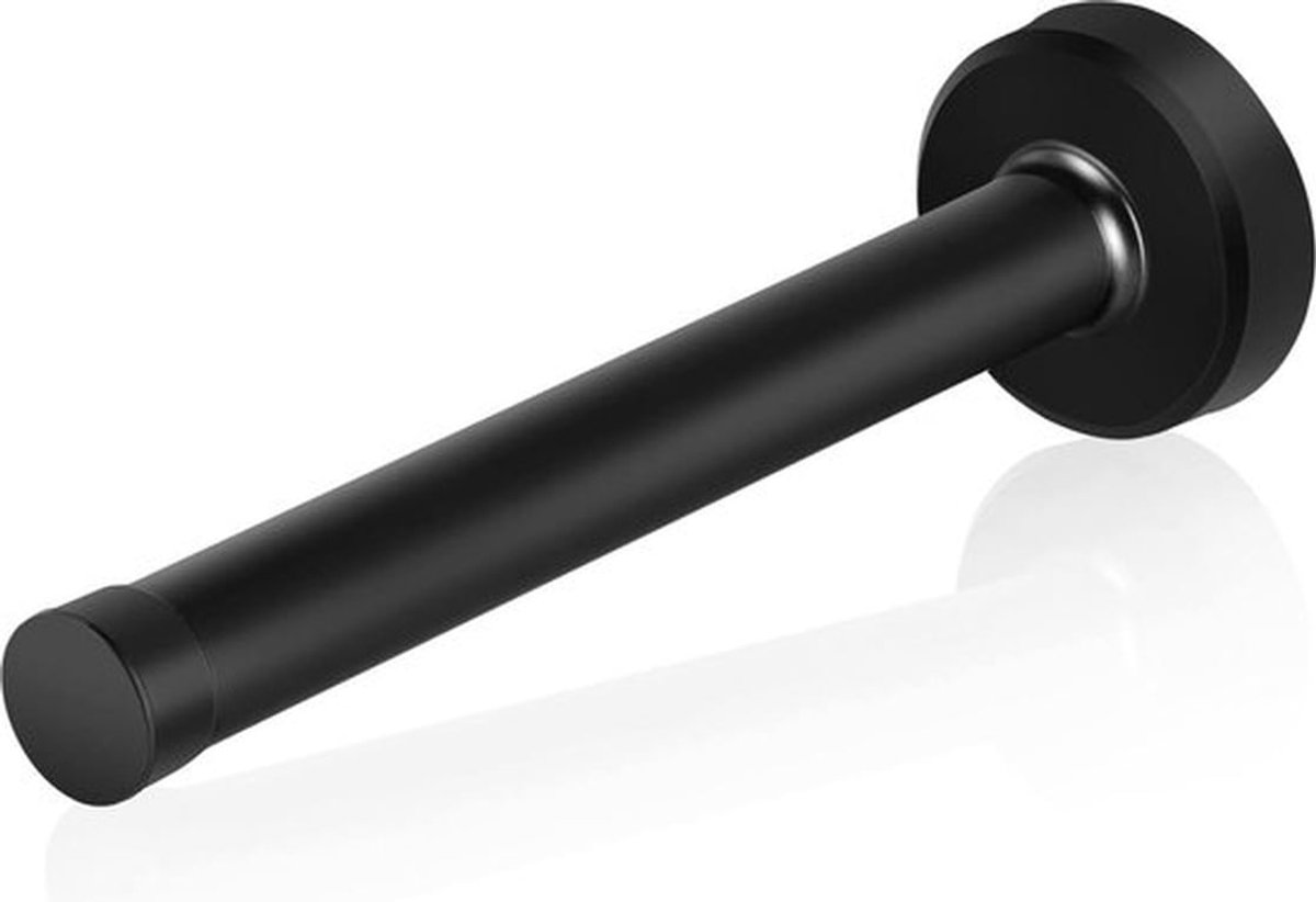 150mm lange zwarte deurstopper voor wandmontage - zware roestvrijstalen deurstop met geluidsdempende rubberen tip - moderne deurstoppers voor plinten, 1 stuk