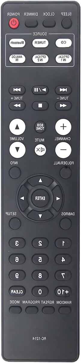 Vervangende Afstandsbediening - Universele Controller - Muziek Systeem Bediening - Directe Werking - 22.6 cm - Zwart