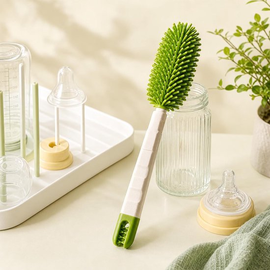 SnelShoppen - Babyflessenborstel 2 in 1 Set met Rietjesborstel, Siliconen Reinigingsborstel BPA Vrij voor Babyflessen, Drinkflessen, Thermosflessen, I van Snelshoppen — afbeelding 3