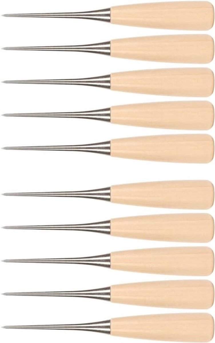 Houten Handvat Priem Awl Tool Arbeidsbesparing 10 Stks Rvs Draagbaar met Case Guard voor DIY Naaien voor Markering - Beste kwaliteit en duurzaamheid
