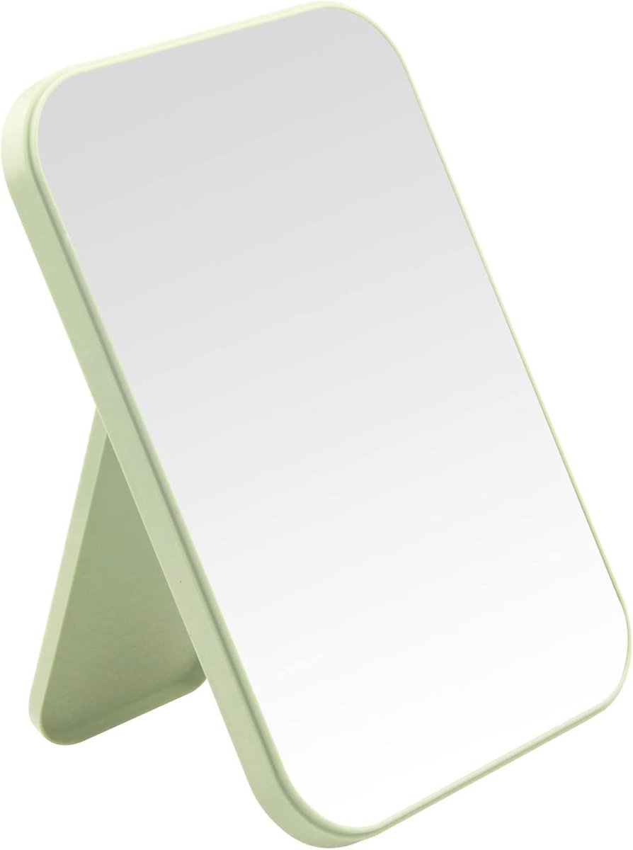 SnelShoppen - 8-Inch Desktop Make-up Spiegel - Draagbare Vierkante Make-up Spiegel - Tafel- en Wandspiegel - Groene ABS HD Glas - Perfect voor Thuis e