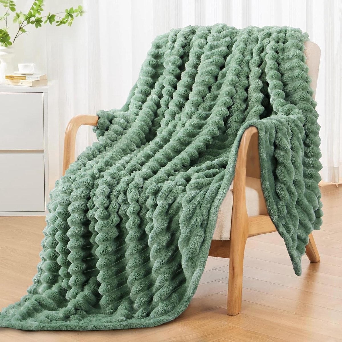SnelShoppen - Fleece Throw Blanket 130 x 150 cm - Extra Zachte Flanellen Deken voor Bed en Bank - Groene Microfiber Dekens voor Warmte en Comfort