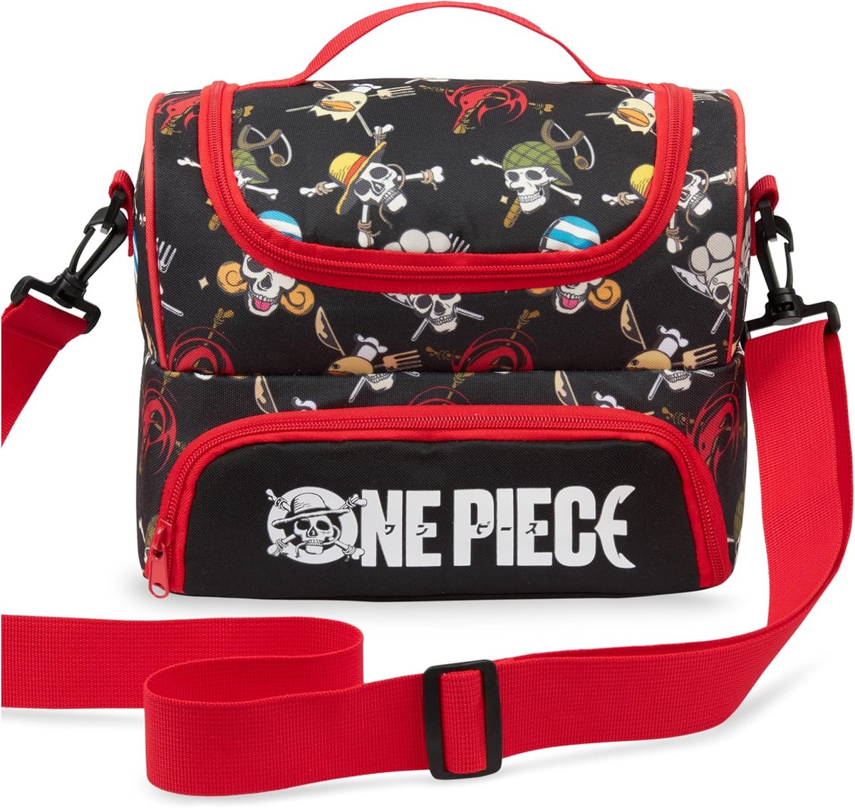 SnelShoppen - Eendelige Lunchtas Zwart/Multi - Duurzame, Ruime en Stijlvolle Lunchbox voor Kinderen en Volwassenen - Perfect voor School, Werk en Pick